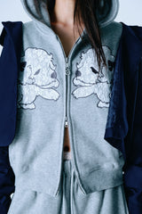 Lace twins logo zip hoodie