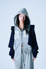 Lace twins logo zip hoodie