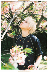 msb patch flower embroidery pattern short sleeve sweat