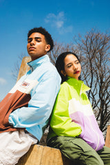 pale color blocked nylon jacket