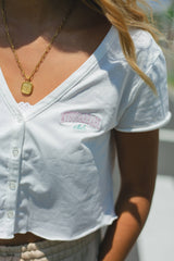 My Sugar Babe Club Front Button Crop Top