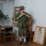 Military wide flap pocket short length shirt 【AZR-BL-0001-015】
