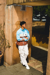 pale color blocked nylon jacket