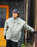 Checked fake down jacket