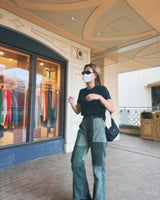 HTH original corduroy patch flare pants