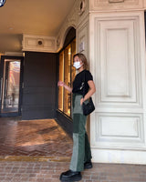 HTH original corduroy patch flare pants