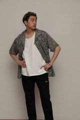Leopard Print Open Collar Shirt