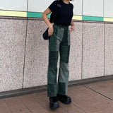 HTH original corduroy patch flare pants