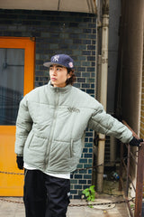 Checked fake down jacket