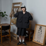 Military wide flap pocket short length shirt 【AZR-BL-0001-015】