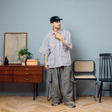 Military Fatigue Striped Shirt【AZR-BL-0001-021】