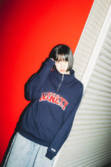 拼貼徽標半拉鍊汗