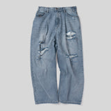 國王徽標損壞牛仔布