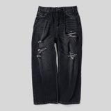 國王徽標損壞牛仔布