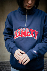 拼貼徽標半拉鍊汗