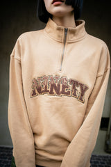 拼貼徽標半拉鍊汗