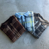 Brushed check loose knit