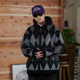 아가일 프린트 zip 카디건