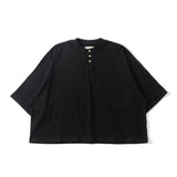 Wide loose henley neck T-shirt【AZR-BL-0001-039】