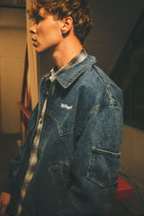 MSB徽標牛仔布拉鍊夾克