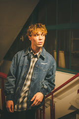 MSB徽標牛仔布拉鍊夾克