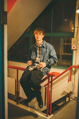 MSB徽標牛仔布拉鍊夾克