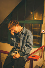 MSB徽標牛仔布拉鍊夾克