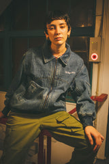 MSB徽標牛仔布拉鍊夾克