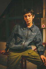 MSB徽標牛仔布拉鍊夾克