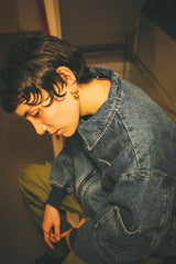 MSB徽標牛仔布拉鍊夾克