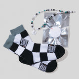 atmos pink × 9090 block check logo socks