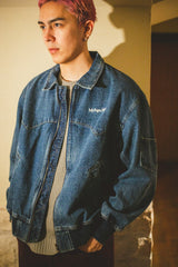 MSB徽標牛仔布拉鍊夾克