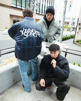 Checked fake down jacket