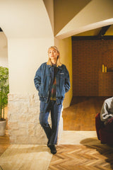 MSB徽標牛仔布拉鍊夾克