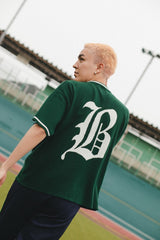 “ B”徽章針織polo襯衫