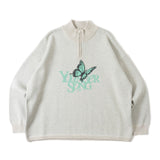YS 나비 로고 하프 ZIP 니트