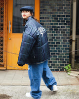 Checked fake down jacket