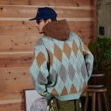 아가일 프린트 zip 카디건