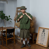 Military wide flap pocket short length shirt 【AZR-BL-0001-015】