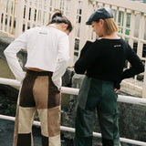 HTH original corduroy patch flare pants