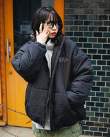 Checked fake down jacket