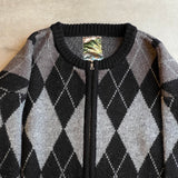 아가일 프린트 zip 카디건