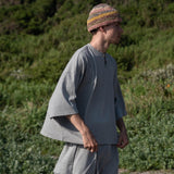 Wide loose henley neck T-shirt【AZR-BL-0001-039】