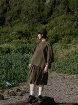 Wide loose henley neck T-shirt【AZR-BL-0001-039】