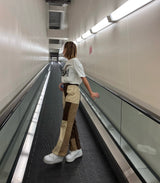 HTH original corduroy patch flare pants