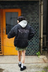 Checked fake down jacket