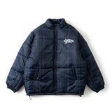 Checked fake down jacket