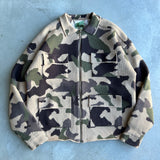 military camouflage zip knit cardigan