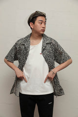 Leopard Print Open Collar Shirt
