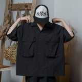 Military wide flap pocket short length shirt 【AZR-BL-0001-015】